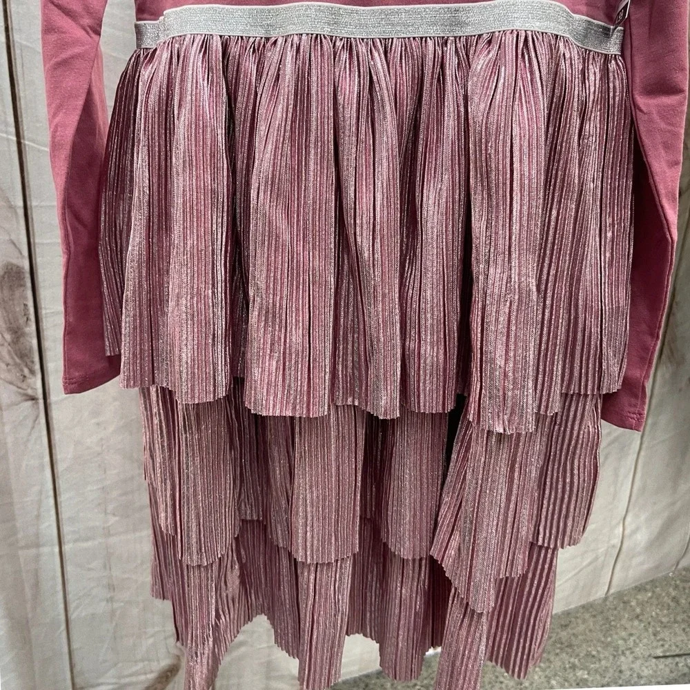 Disney Jumping Beans Minnie Mouse Pink Sequin Tiered Pleated‎ Dress Kids Size 10